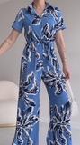 Blue Printed Jumpsuit