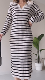 Black and White Striped Sweater Dress