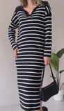 Black and White Striped Sweater Dress