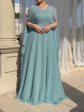 Blue Cloak Elegant Long Dress