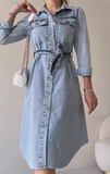 Irregular Denim Midi Dress