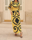 Yellow Printed Elegant Long Dress