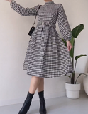 Black and White Plaid Midi Dress