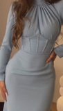 Elegant Long Blue Waistless Dress