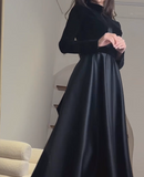 Black Velvet Elegant Long Dress