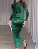 Solid Color Velvet Dress