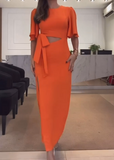 Orange Backless Waistless Long Dress