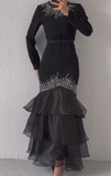 Black Diamond Fishtail Long Dress