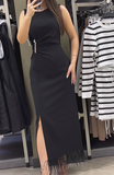 Sleeveless Slit Black Elegant Dress