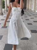 White Halter Slit Dress