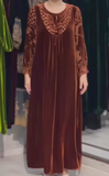 Brown velvet maxi dress