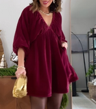 Burgundy Velvet Short Dress