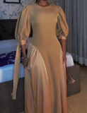 Gold Patchwork Loose Long Dress