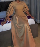 Gold Patchwork Loose Long Dress