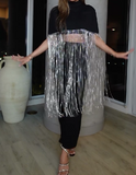 Black Patchwork Silver Fringe Top