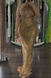 Gold Shimmering Gown Dress