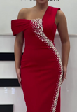 Red Elegant White Beaded Gown Dress