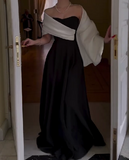 Black Elegant White Cloak Dress