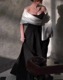 Black Elegant White Cloak Dress