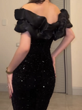 Black Sparkly One Shoulder Dress