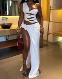 White Slit Unique Dress