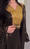 Dark Shiny Gold Neck Dress