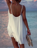 Pure White Seaside Halter Short Dress