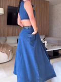 Denim Sleeveless Slit Dress