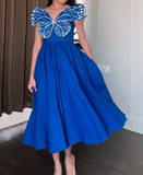 Blue Butterfly Elegant Loose Dress