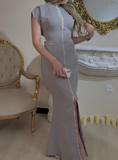 Gray Sleeveless Slit Dress