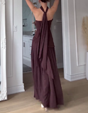 Brown Strapless Slit Dress