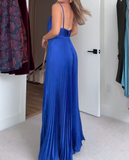 Blue Pleated Jumpsuit