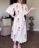 White Cartoon Print Dress