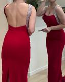 Red Holder Slit Dress