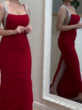 Red Holder Slit Dress