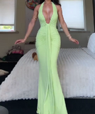 Green Slim Elegant Long Dress
