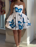 Butterfly Printed Short Skirt