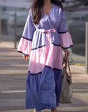 Blue And Pink Patchwork Dress