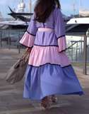 Blue And Pink Patchwork Dress