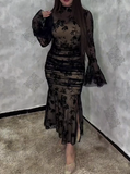 Black Printed Fishtail Dress