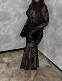 Black Printed Fishtail Dress