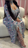 Colorful Printed Lace Sparkling Dress