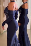 Blue Elegant Slim Fit Gown Dress