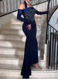 Blue Elegant Slim Fit Gown Dress