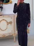 Long Sleeve Beaded Elegant Dress