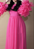 Pink Puffy Sleeve Dress