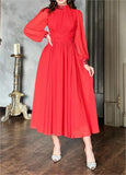 Pure Red Chiffon Dress