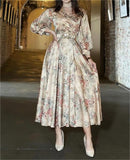 Vintage Champagne Printed Dress