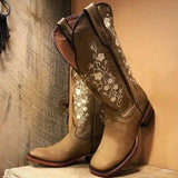 Brown Printed Boots