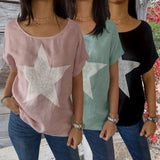 Star Print Short Sleeve Top